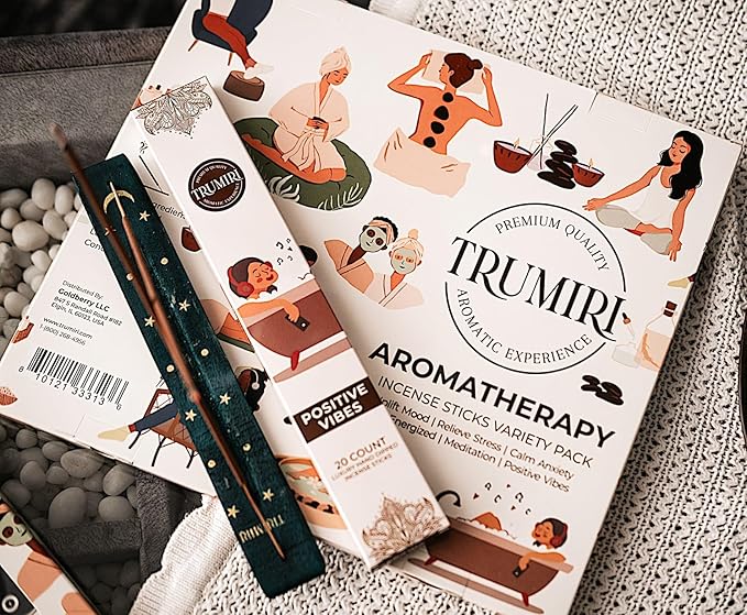 Aromatherapy Incense Sticks - Total 120 Insence-Sticks (20 Insense x 6 Inscents) - Inciensos Aromaticos para La Casa Aroma Incents for Positive Vibes Meditation Stress Relief + Incense Holder - Bloomnest