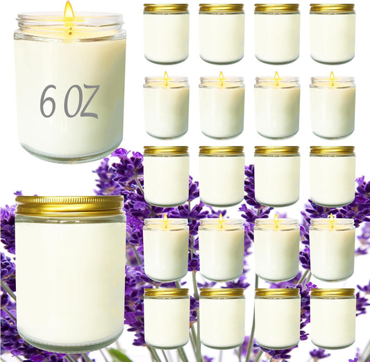 24 Pcs 6 Oz Lavender Scented Soy Candles Set,Mason jar Bulk Candles for Gifts,Aromatherapy Candle,Great Stress Relieving Scented Candle for Girls as a Gift for Birthdays, Weddings and More!