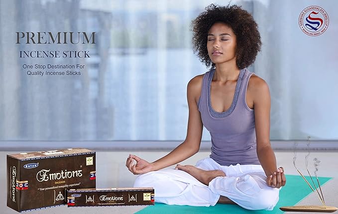 EARTH Satya Emotions Incense Sticks 15 GMS (Pack of 12) (Green Certified) Indian Perfumed Hand Rolled Agarbatti Perfect for Worship,Relaxation, Medication. Earth