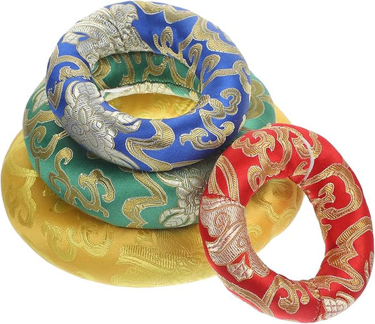 4pcs Handmade Tibetan Singing Bowl Cushion Protects Elevates Sound Bowls Lightweight Portable Design for Meditation Yoga and Stress Relief Colors Random - Bloomnest