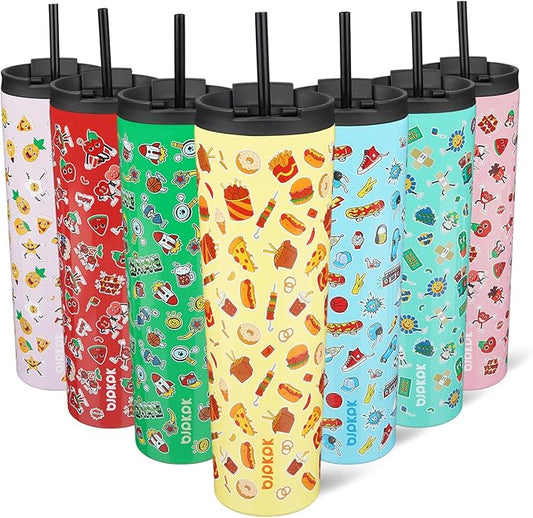 BJPKPK 34oz Skinny Tumbler With lid And Straw Stainless Steel Travel Coffee Mug Insulated Tumblers Cups,Yummy - Bloomnest