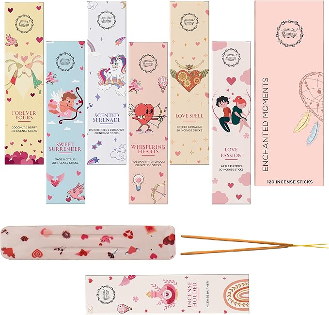 Raajsee Natural Incense Sticks with Insence Holder- Pack of 6 Organic Inscent -120 Insense Sticks, Non Toxic Clean Burning, Boho Gift Set, Sage,Apple Pumpkin,Coconut, Coffee,Rosemary Patchouli RAAJSEE