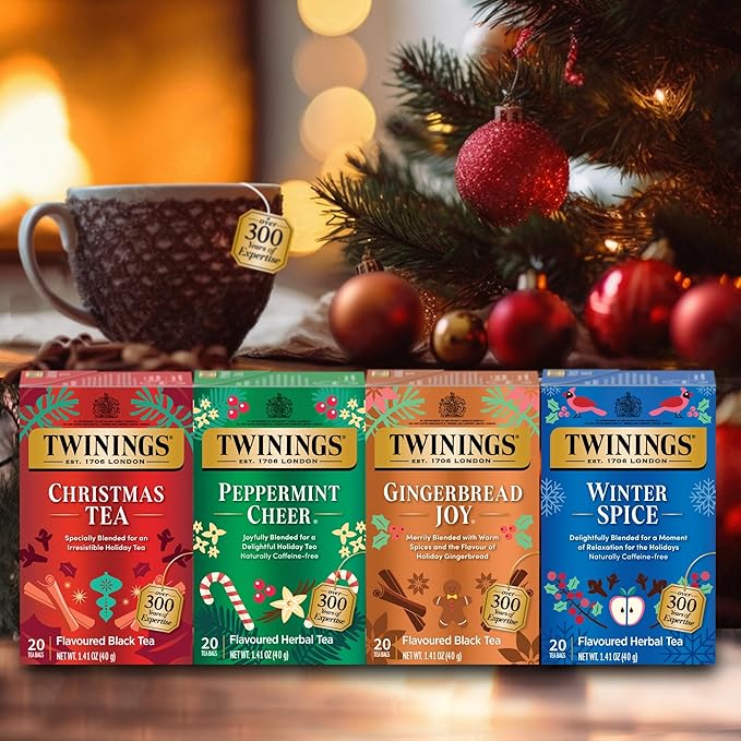 Twinings Gingerbread Joy Black Tea Individually Wrapped Bags, 20 Count (Pack of 3), Ginger & Cinnamon, Caffeinated, Enjoy Hot or Iced | Packaging May Vary - Bloomnest