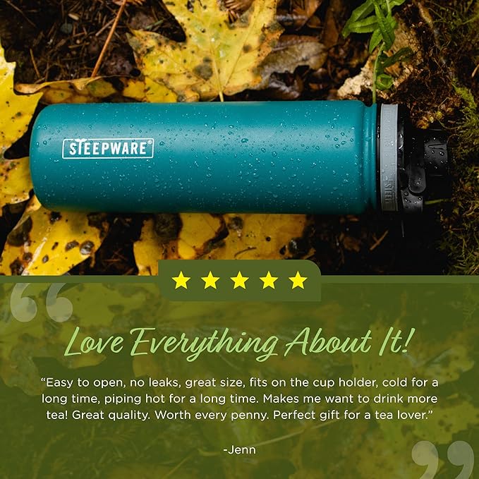 The Tea Spot Steepware Tea Tumbler, Tea Thermos, 22oz, Violet- Travel Bottle with Tea Infuser for Loose Leaf Tea or Iced Coffee - Sleek Double-Walled Insulated Bottle - Bloomnest
