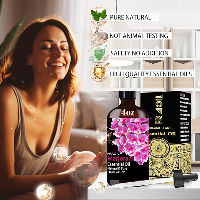 Marjoram Essential Oil, Marjoram Oil 4 Fl Oz 120ML for Diffuser Humidifier Yoga Cleaning DIY Candle Soap Making Perfume Gift for Women Essential Oils - Bloomnest