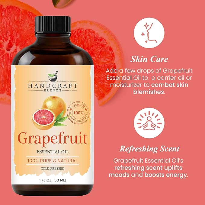 Handcraft Blends Grapefruit Essential Oil – 1 Fl Oz – 100% Pure and Natural – Premium Grade Essential Oil for Diffuser and Aromatherapy, Skin, Massage, Candle and Soap Making Fragrance - Bloomnest