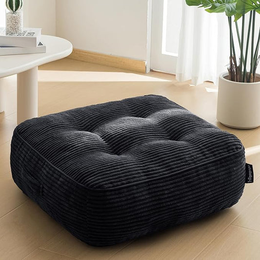 8" Washable Floor Pillow Cushion for Adults, Meditation Cushion Pillow, Large Square Floor Sitting, Removable Tufted Corduroy Cover, for Tatami Living Room or Yoga, 22x22 Inch, Machine Washable - Bloomnest