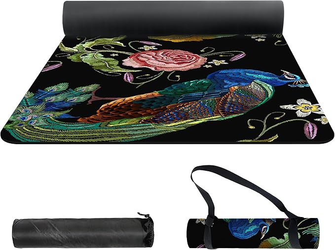 nuveti Yoga Mat Print Extra Thick TPE Non Slip Fitness Exercise Mat with Carrying Bag,72"x24" Extra Thick 6MM Exercise & Workout Mat for Yoga, Pilates Fitness and Floor Exercises - Bloomnest