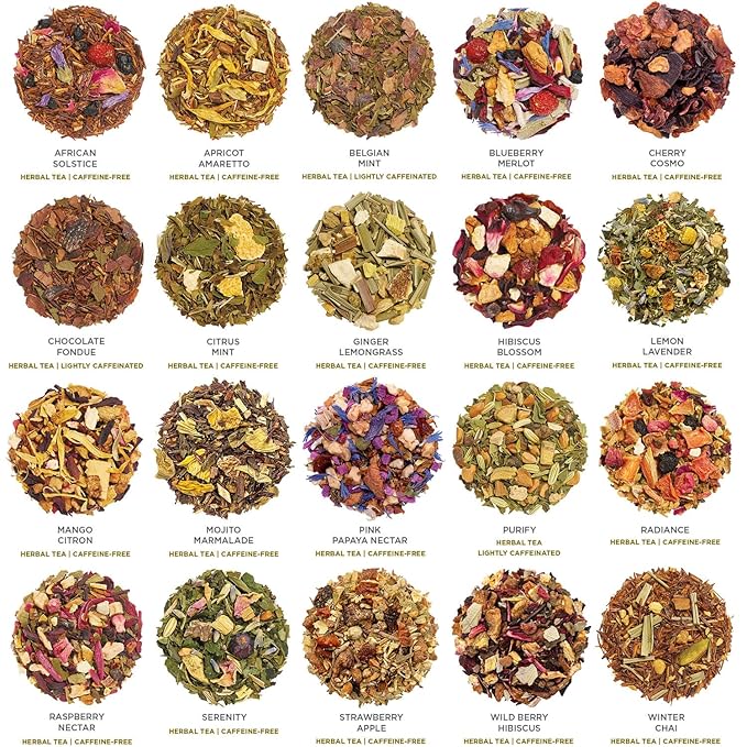 Tea Forte Warming Joy Holiday Herbal Premium Tea Chest Gift Sampler, 40 Count, 2 of each Variety Blend Individually Wrapped Handcrafted Pyramid Infuser Bags - Bloomnest