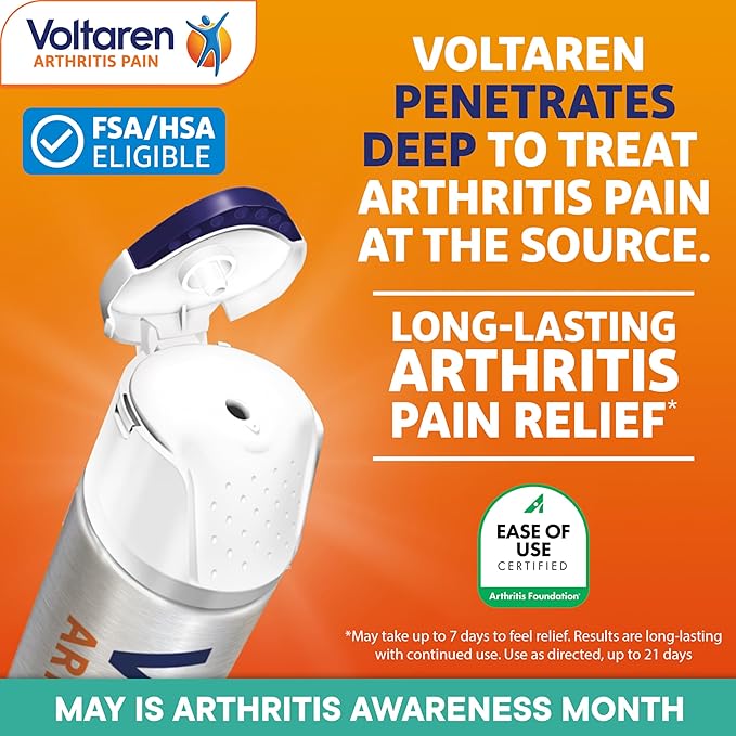 Voltaren Arthritis Pain Relief Gel, Diclofenac Sodium, 1% (NSAID), Clinically Proven Powerful Pain Reliever with Easy Open Flip Top Cap, No Prescription Needed, 5.3oz - Bloomnest