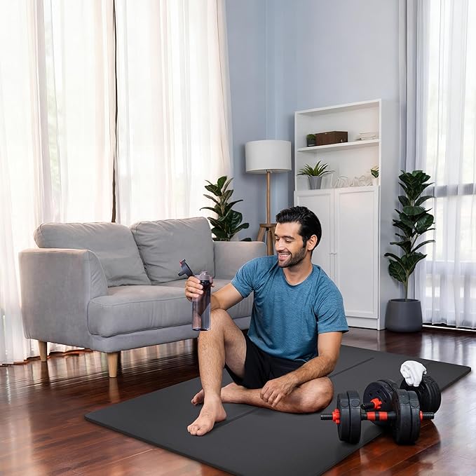 Large Yoga Mat (6'x4') – 1/4" & 1/2" Thick Exercise Mats for Home Workout, Extra Wide Workout Mats for Home Gym, Yoga, Pilates, Stretching, Floor & More - Bloomnest