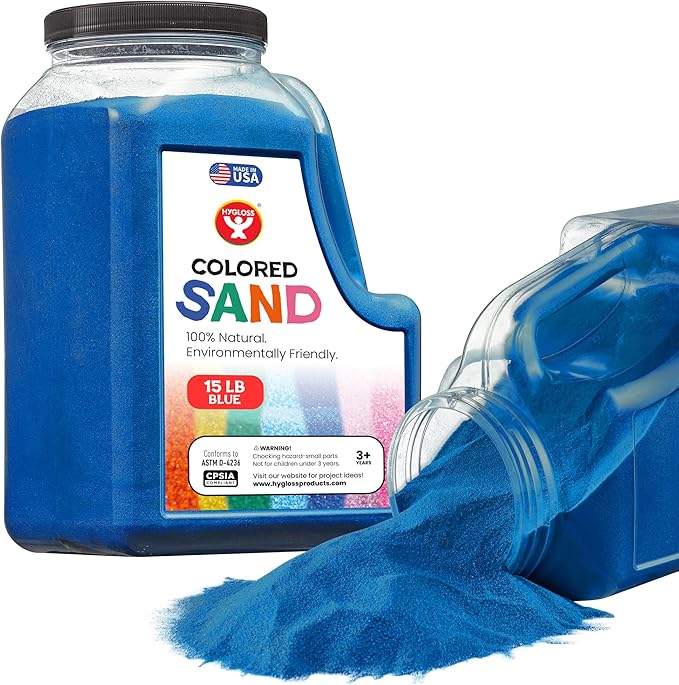 Hygloss Colored Sand for Crafts - 15 lb Bottle, Blue - Vibrant Colorful Fine Sensory Play Sand Art Kits for Kids - Classroom Activities for Children 3 4 5 6 7 8 9 10 11 12 - Safe for Ages 3+ - Bloomnest