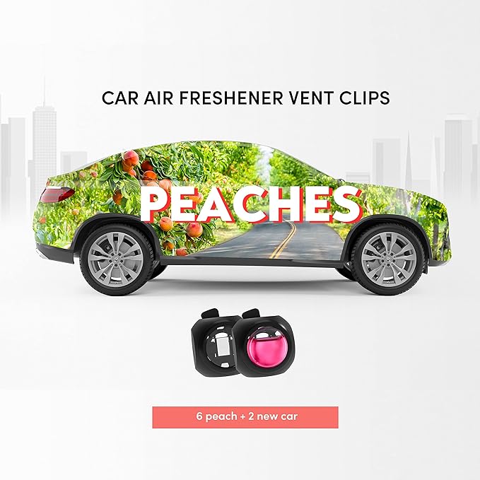 Car Air Freshener Vent Clips, 8PK, 6 Peach, 2 New Car Scent, Fresheners for Men Women, Up to 240 Days, Long Lasting Air Freshener, Odor Eliminator - Bloomnest