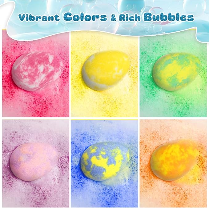 Bath Bombs for Kids with Surprise Toys Inside, 12 Pack Natural Dino Egg Bath Bombs with Dinosaur Suction Cup Toys, Bubble Bath Fizzers Ball Gift Set for Boys Girls Birthday, Summer Fun - Bloomnest
