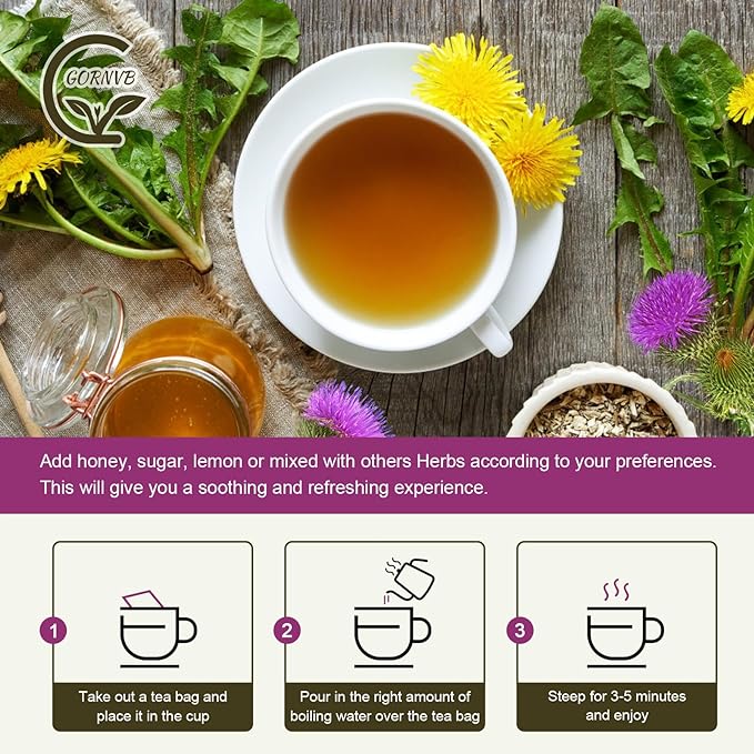 Organic Roasted Dandelion Root Tea with Milk Thistle Tea - Supports Kidney Function and Liver Function, 30 Tea Bags - Bloomnest