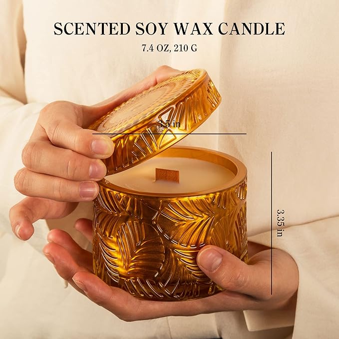 Hidden Label Christmas Candle,Festive Spice Scented Candles, Wood Wick Soy Candle, 7.4oz Holiday Jar Decorative Candles, Candles Gifts for Women - Bloomnest