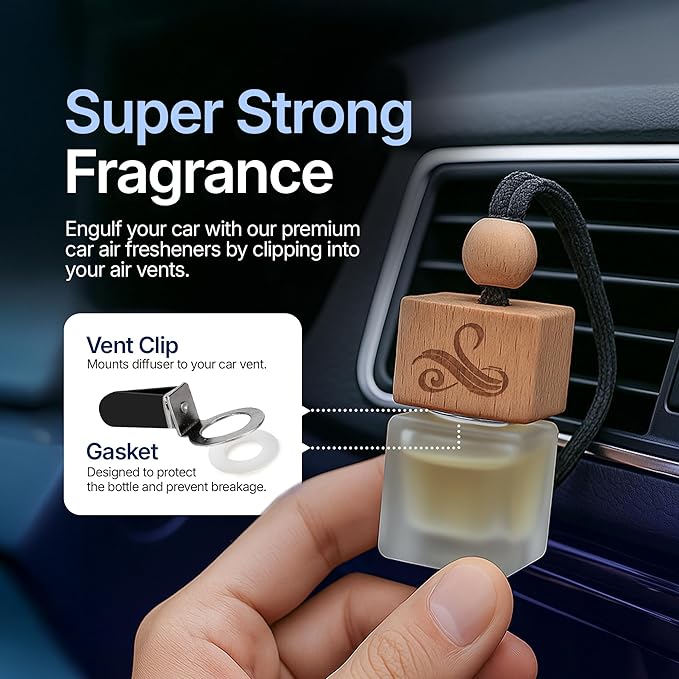 Solvere Diffuser with Vent Clip | Strong Automotive Freshener Long Lasting | Powerful Car Fresheners for Men with Odour Eliminating Technology | Luxury Air Freshener by Perfa - Bloomnest