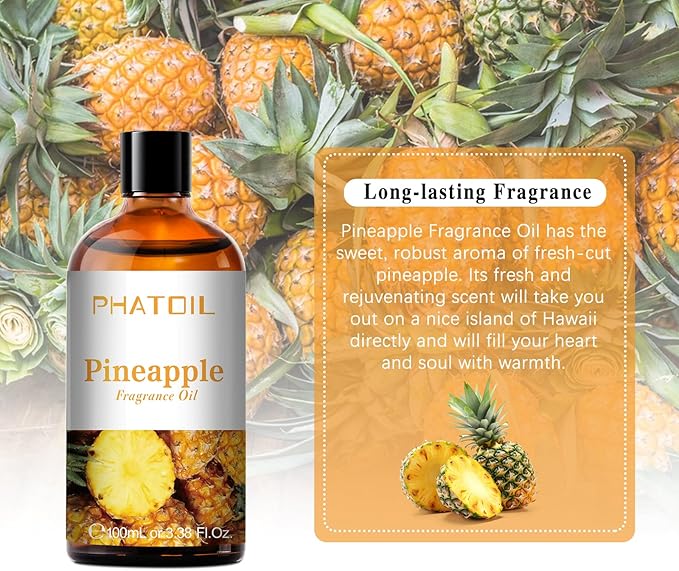 PHATOIL 3.38FL.OZ Pineapple Fragrance Oils for Aromatherapy, Essential Oils for Diffusers for Home, Perfect for Diffuser, Yoga, Skin Care, DIY Candle and Soap Making - 100ml - Bloomnest