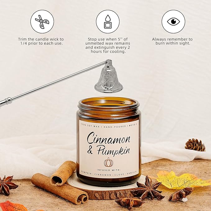 Cinnamon & Pumpkin Scented Candle – Fall Candles for Home Scented, Soy Candles for Home, 7 oz Cozy Pumpkin Candle for Women & Men, Autumn Décor & Holiday Gifts - Bloomnest