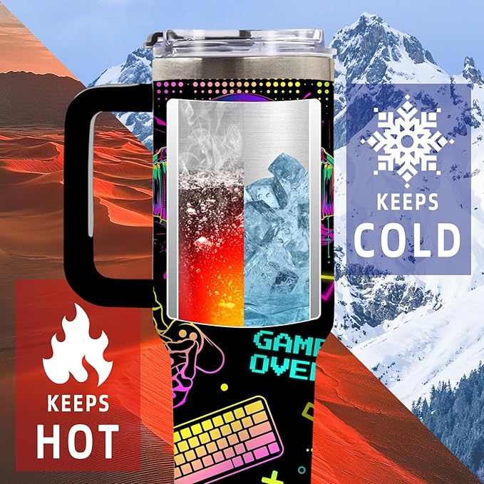 DUUV Gamer Gifts for Gamers Men Teen Boys, Gaming Gifts for Him Kids Teen Son Adults, Gaming 40 Oz Tumbler, Birthday Game Room Decor, Cool Insulated Cup for Christmas Thanksgiving - Bloomnest