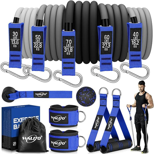 WALITO Resistance Bands Set - Exercise Bands with Handles, Door Anchor, Legs Ankle Straps, for Heavy Resistance Training, Physical Therapy, Muscle Training, Yoga, Home Workouts, Gym - Bloomnest