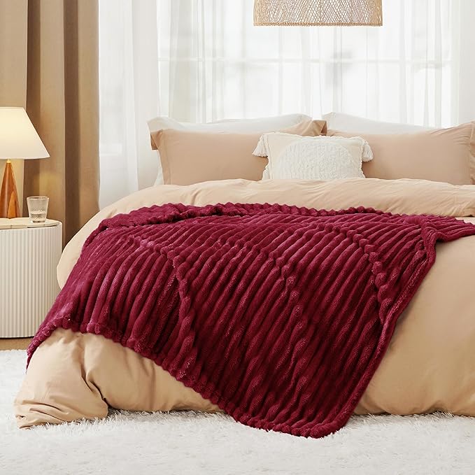 Bedsure GentleSoft Red Fleece Blanket for Couch - Cozy Soft Blankets for Women, Cute Small Throws for Girls, 60x80 Inches - Bloomnest