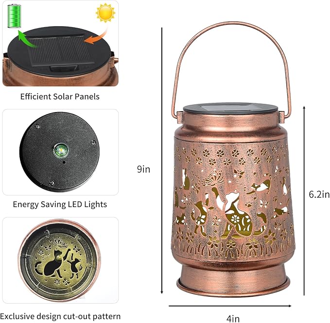 Styleonme Cat Lover Solar Light, Mother's Day Lantern Gift for Mom Grandma Women Sister, Hanging Image Cats Lanterns, Yard Corridor Garden Decor, Thanksgiving Day, Birthday Gifts - Bloomnest
