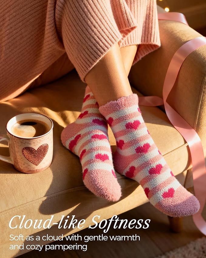 TEHOOK Warm & Cozy Valentines Gifts for Women, Fluffy Fuzzy Plush Sleeping Slipper Socks - Soft Warm Fabric - Bloomnest