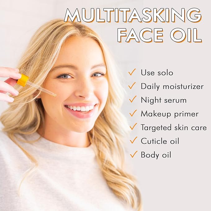 USDA Organic Face Oil - USA Made with Natural Ingredients, Anti Aging Formula for Acne-Prone & Oily Skin, Facial Oil with Vitamin E, Rosehip, Argan & Jojoba Oils for Sensitive Skin, Eczema & Rosacea - Bloomnest