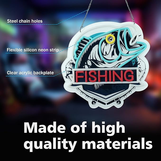 13x13 inch Fishing Neon Sign Art Wall Lights for Beer Bar Club Bedroom Hotel Pub Cafe Wedding Birthday Party Gifts - Bloomnest