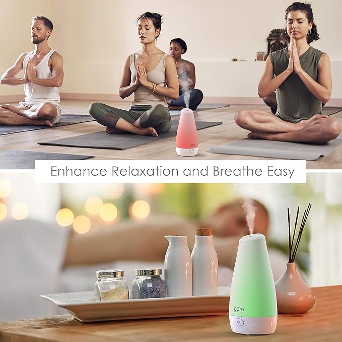 Pure Enrichment® PureSpa™ Essential Oil Diffuser - Compact Ultrasonic Aromatherapy Diffuser, Natural Air Deodorizer, 100ml Water Tank, and Optional Mood Light - Lasts Up to 7 Hours with Auto Shut-Off - Bloomnest