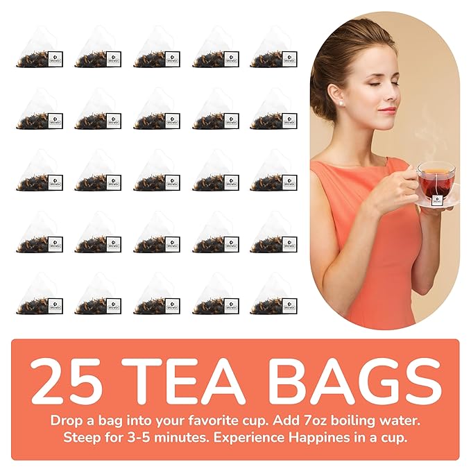 BREWIX, Peach Black Tea (25 Pyramid Bags) | Premium Black Tea with Peach | Floral & Refreshing | Iced or Hot | Caffeinated And Sugar-Free - Bloomnest