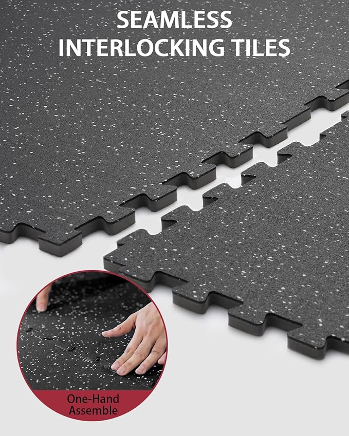 Mikolo 0.56'' Thick 12 Pcs 48 Sq Ft Gym Flooring Mats, High-Density EVA Foam with Rubber Top, Interlocking Exercise Equipment Mats for Home Gym, Protective Workout Mat - Bloomnest