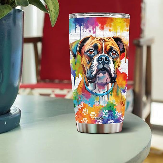 Gifts for Boxer Lovers 20 Oz Stainless Steel Tumbler Travel Coffee Mug Birthday Christmas New Year Thanksgiving Easter Gift Ideas for Dog Lovers Owners Boxers Mom Funny Facts Water Bottle - Bloomnest