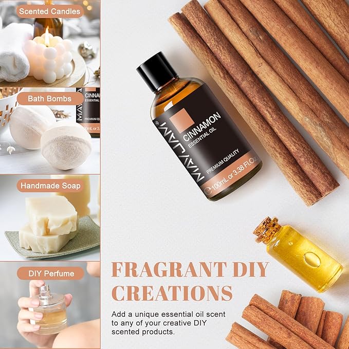 MAYJAM Cinnamon Essential Oil - Huge 3.38 Fl.oz - Premium Grade Essential Oils for Diffusers and Aromatherapy - Cinnamon Oil for Indoor and Outdoor - Bloomnest