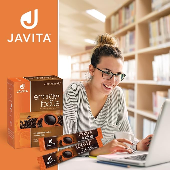 Javita Energy + Focus Instant Coffee, 100% South American Arabica & Robusta Blend, with Energizing Herbs for Clarity, Energy, & Focus, Keto, Dieters Drink, 1 box / 24 (4.2g) Sticks - Bloomnest