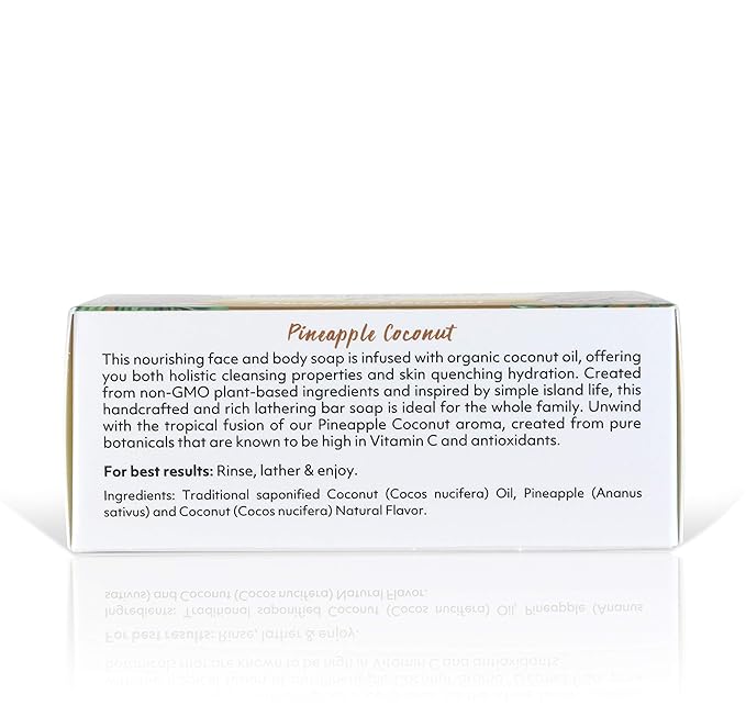 "Coco Fiji Soap Bar for Face and Body Infused With Organic Coconut Oil, Pineapple Coconut Essential Oil, Natural Soap for Moisturizing & Pore Purifying Skin, 7 oz, Pack Of 2 "