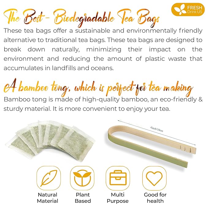 FreshDrinkUS, Premium 135 Turmeric Ginger Tea Bags, 100% Natural Ingredients, Hand-made Blend of Turmeric and Ginger Herbal Tea, Eco-conscious Tea Bags. No Sugar, No Caffeine, No Gluten, Vegan. - Bloomnest