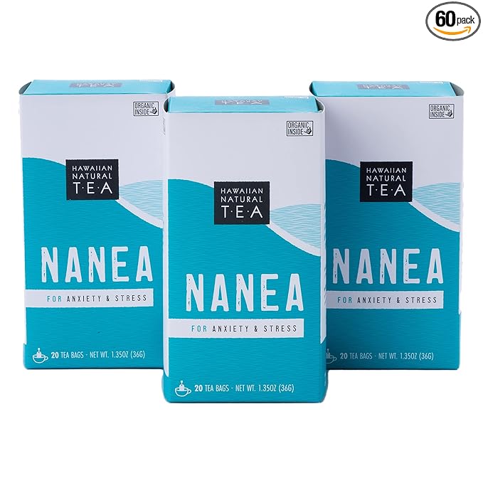 Nanea Chamomile Tea, Caffeine-Free Herbal Tea, All-Natural and Wellness Tea, Calming Hot Tea, Vegan and Keto-Friendly, 60 Tea Bags, 36 g -Hawaiian Natural Tea - Bloomnest