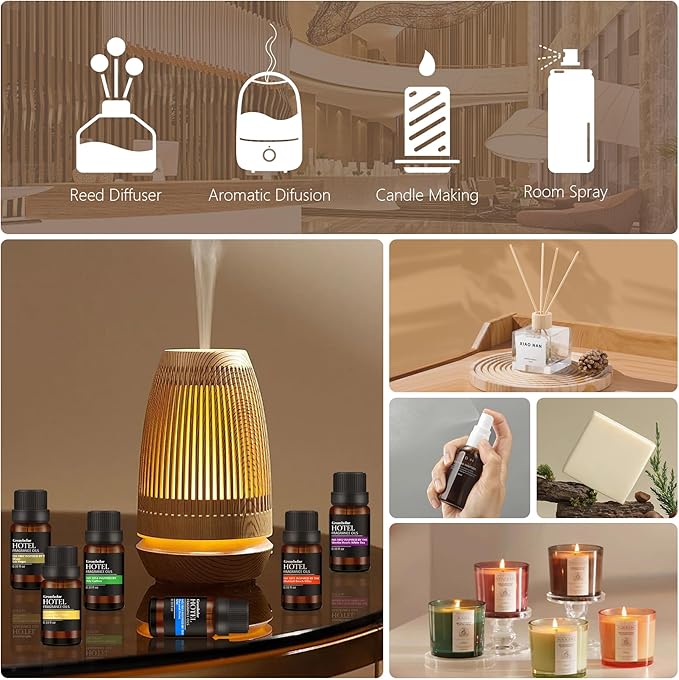 Essential Oils Set-Hotel Collection Diffuser Oil Gift Set,Premium Essential Oil for Diffusers, Home Care, Fragrance, Humidifiers (Hotel-6Pcs Set) - Bloomnest