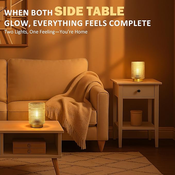 2 Pack Battery Operated Decorative Aesthetic Lamp with Timer for Dorm/Office/ Patio/Bedside/,Small Cordless Table Lamps with LED Warm Bulb for Shelf/Coffee Table/Entryway/ Mantle/Dresser Decor(Clear) - Bloomnest