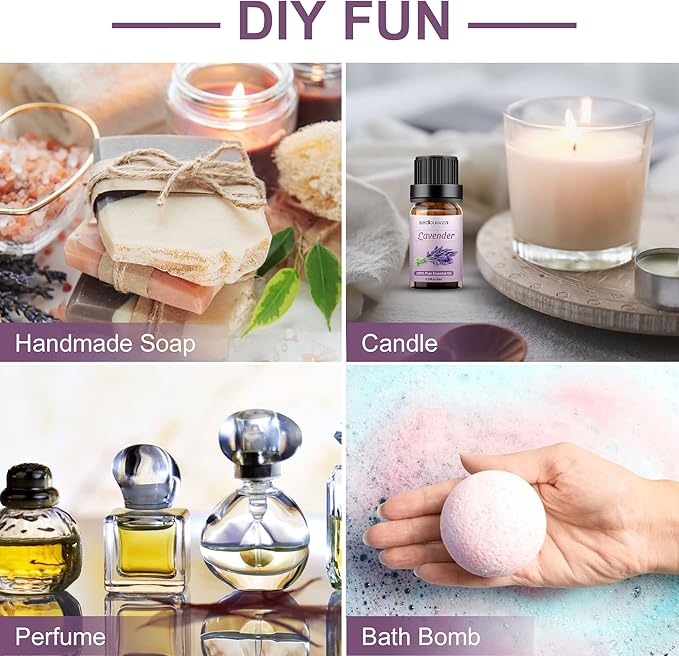 Sedbuwza Vanilla Lavender Essential Oil Set, Vanilla Fragrance Oil Lavender Scent Oil Set for Diffuser, Aromatherapy, Massage, Soap, Candle Making 2 x 10 ml Sedbuwza