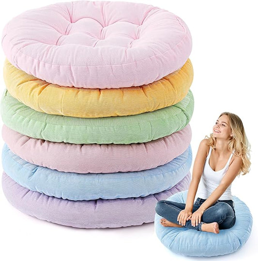 Jerify Round Floor Pillows Cushions 22 x 22 Inch Large Flexible Seating Cushion Classroom Furniture Floor Pillow for Home Daycare Preschool Yoga Meditation Gift (Pastel,6 Pcs) - Bloomnest