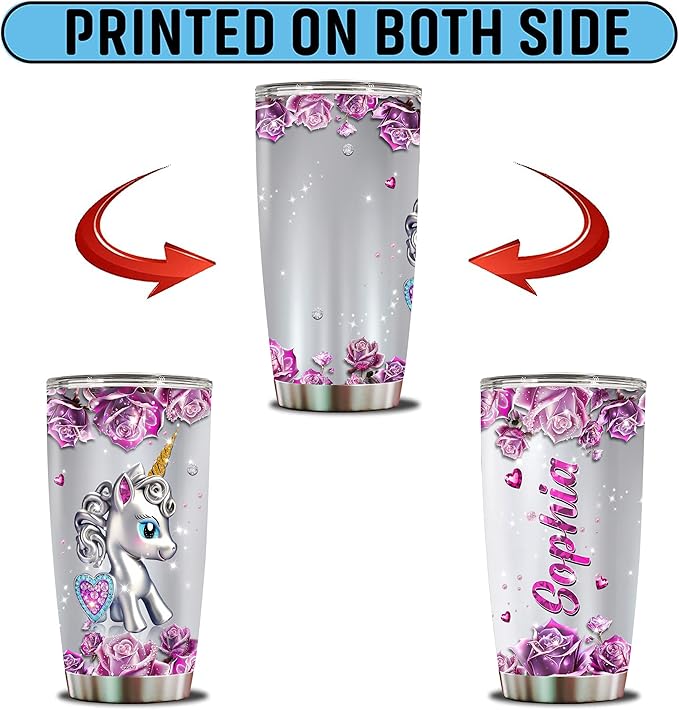 Personalized Unicorn Gifts for Adult Women Insulated Stainless Steel Tumbler Mug Cup Water Bottle Unique Gift for Mom Wife Daughter Funny Unicorns Christmas Birthday Mother's Day Valentine - Bloomnest