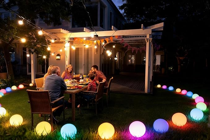 LOFTEK 8-inch LED Night Light Ball: 16 RGB Colors and Dimmable Globe Light with Remote, Upgraded Folding Handle, Seamless Matte Housing, Rechargeable IP65 Floating Pool Light, for Nursery or Decor - Bloomnest