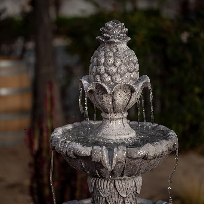 58.3" 3-Tier Outdoor Freestanding Water Fountain - Classic Leaf Design, Large Bird Bath with Pump - Ideal for Yard, Lawn and Garden Décor - Bloomnest