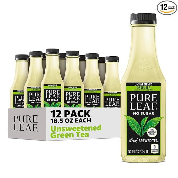 Pure Leaf Iced Tea, Unsweetened Green Tea, 18.5 fl Oz Bottles (Pack of 12) - Bloomnest
