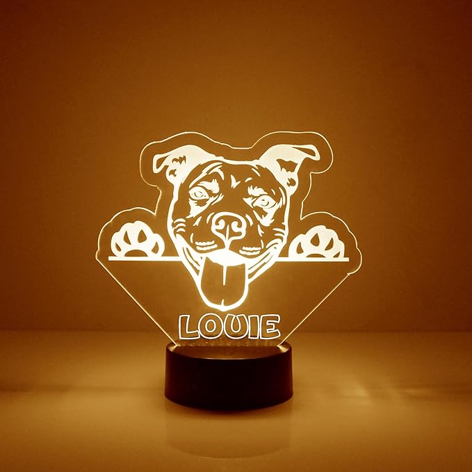 Custom Dog LED Sign Night Light Lamp with Remote, Light Up Display with Personalized Name or Image, Customized and Made in The USA, Clear Acrylic Home Decor Design with 16 Colors, 4 Modes - Bloomnest