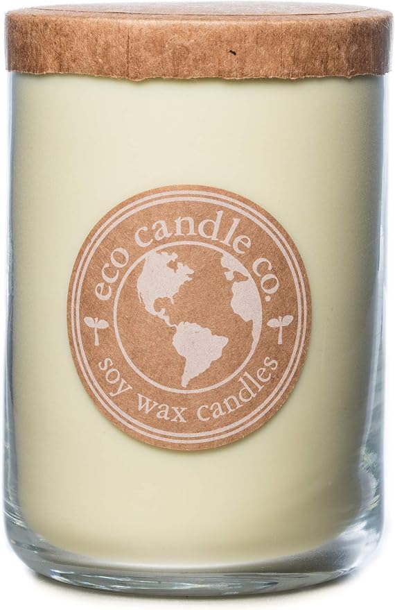 ECO CANDLE CO. Recycled Candle, Verbena Basil, 26 oz. - Scents of Lemons, Verbena, Basil, & Cedar - 100% Soy Wax, No Lead, Kraft Paper Label & Lid, Hand Poured, Made from Midwest Grown Soybeans - Bloomnest