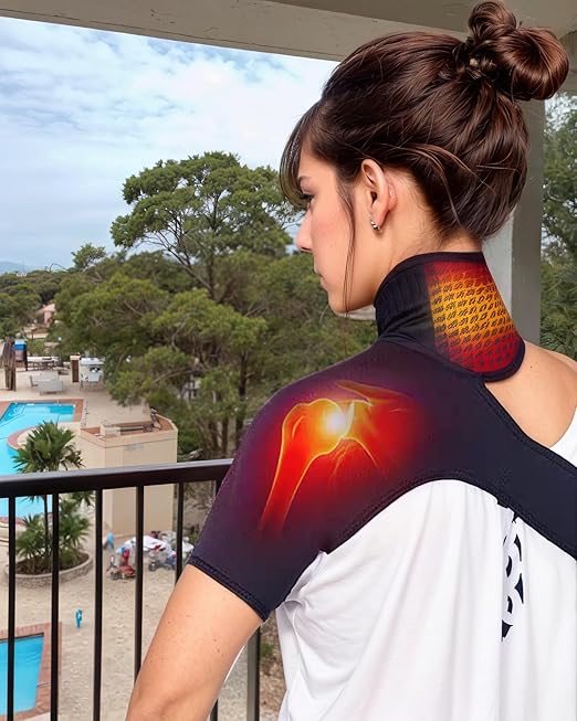 Shoulder Heating Pad - 3-Temperature USB Rechargeable, Adjustable Heat Wrap for Men & Women, Portable Cordless Shoulder Warmer (1 Pce Black-New) - Bloomnest